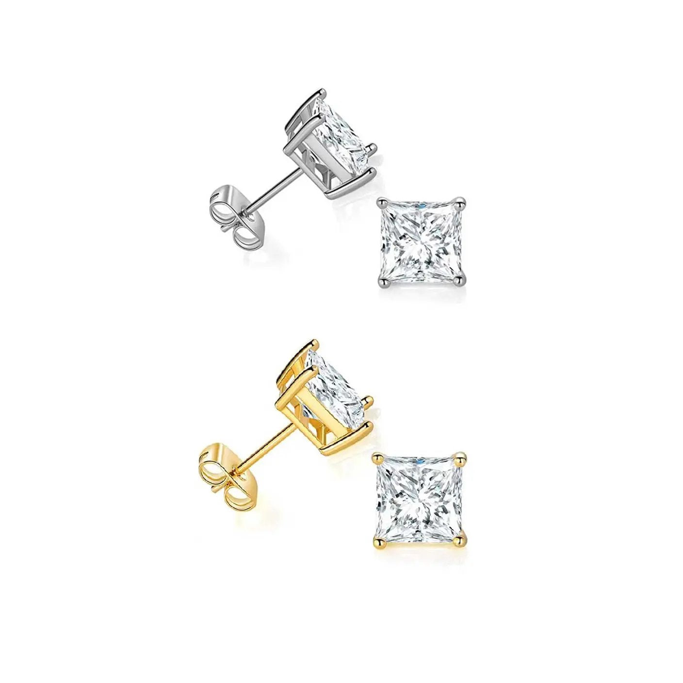 Neliö zirkoniakorvakorut hopeaa 3 - 8 mm HM Koru