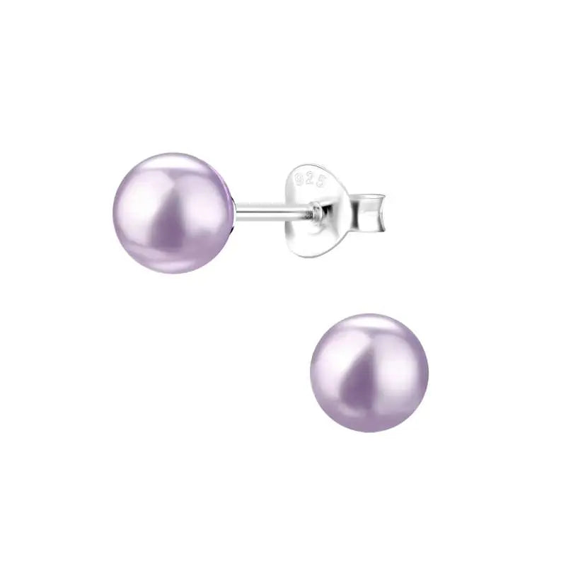 Hopeiset helmikorvakorut violetti 6 mm HM Koru