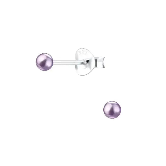 Hopeiset helmikorvakorut violetti 3 mm HM Koru