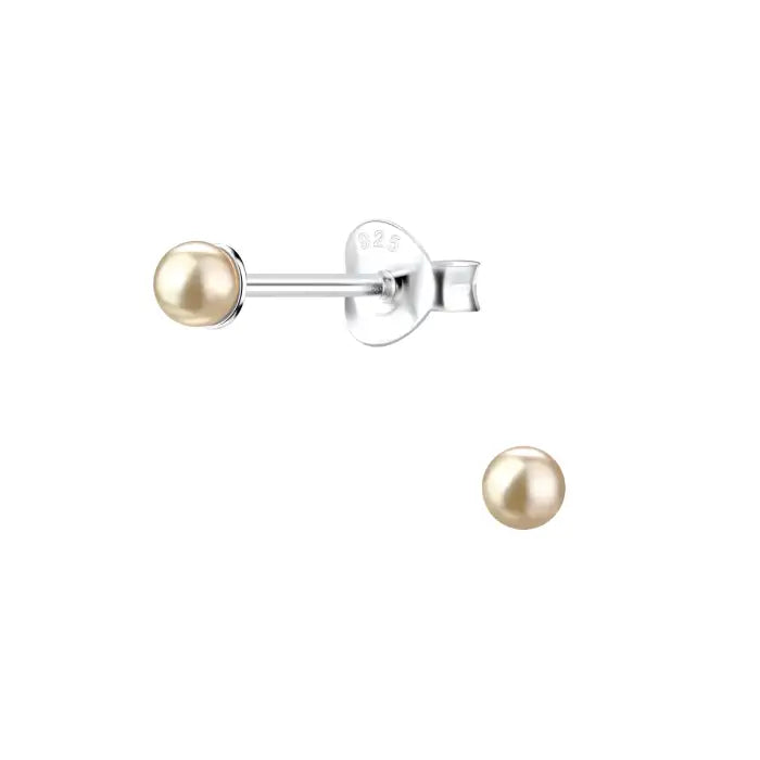 Hopeiset helmikorvakorut peach 3 mm