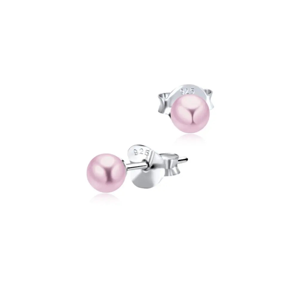Hopeiset vaaleanpunaiset helmikorvakorut 4 mm HME1301 HM Koru