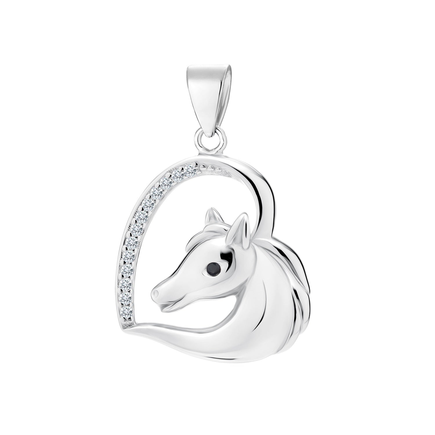 Hopeariipus hevonen ja sydän zirkoneilla HM Koru