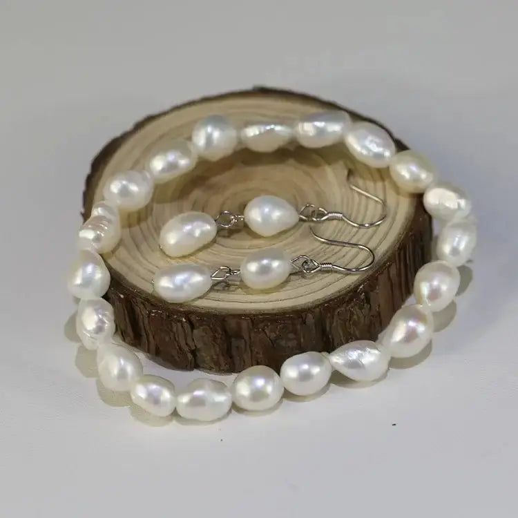 Helmirannekoru 10 mm barokkihelmillä - 19 cm - helmirannekoru