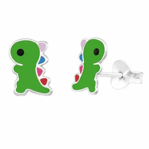 Hopeakorvakorut dinosaurus vihreä - hopeakorvakorut