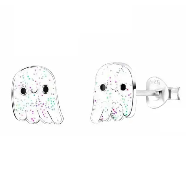 Hopeakorvakorut haamu glitterillä - hopeakorvakorut