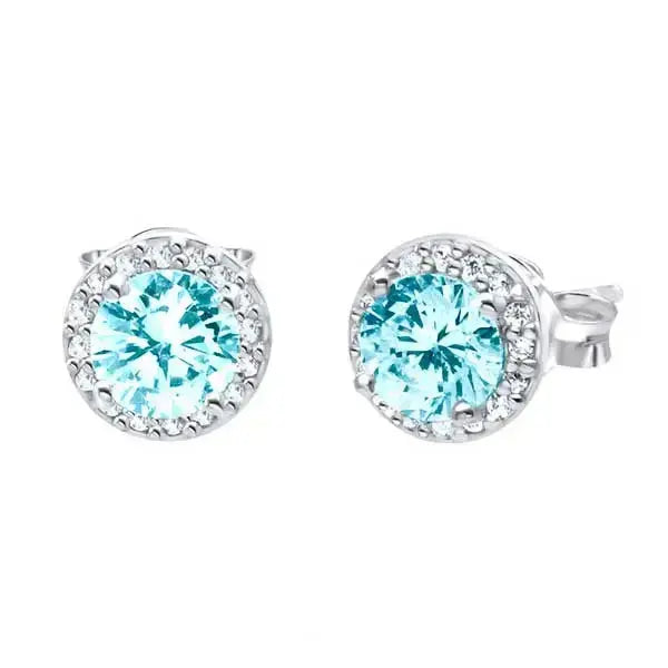 Hopeakorvakorut halo sininen zirkonia - hopeakorvakorut