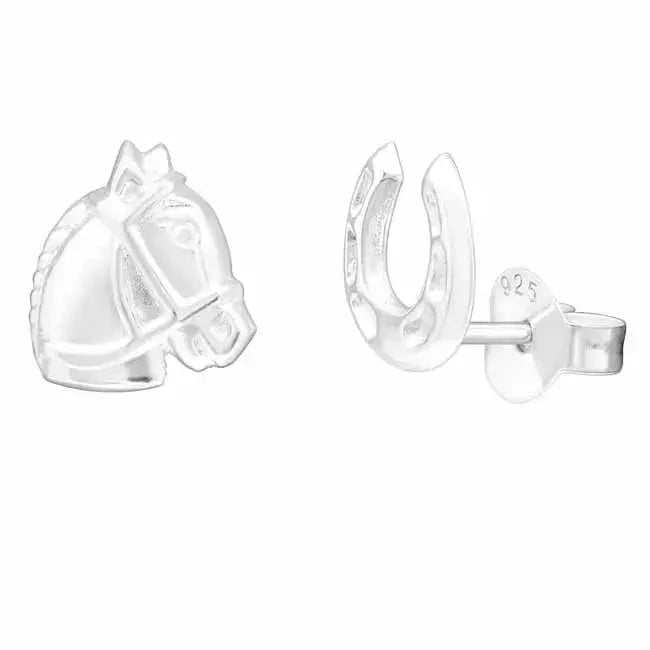 Hopeakorvakorut hevonen ja hevosenkenkä HM Koru