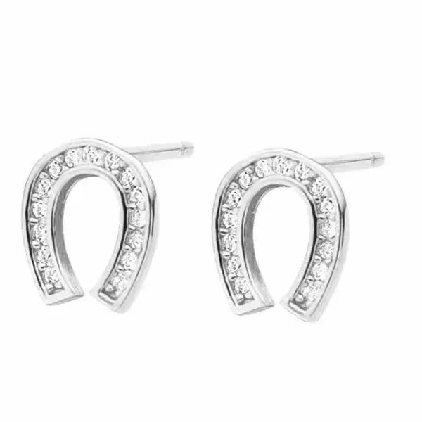 Hopeakorvakorut hevosenkengät zirkoneilla - hopeakorvakorut