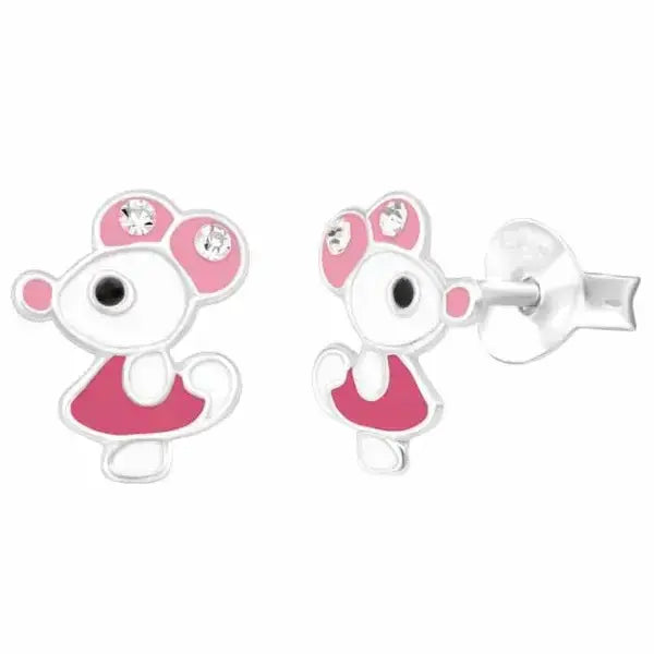 Hopeakorvakorut hiiri valkoinen - hopeakorvakorut