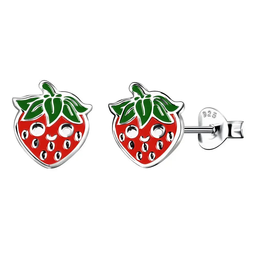 Hopeakorvakorut hymyilevä mansikka - hopeakorvakorut