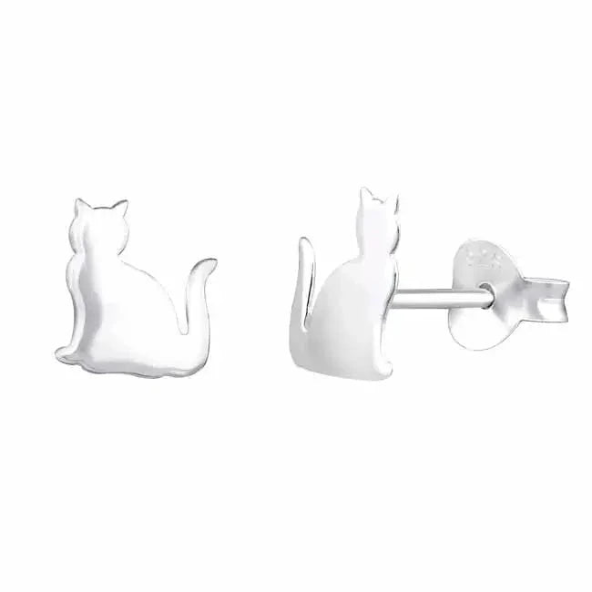 Hopeakorvakorut istuva kissa - hopeakorvakorut