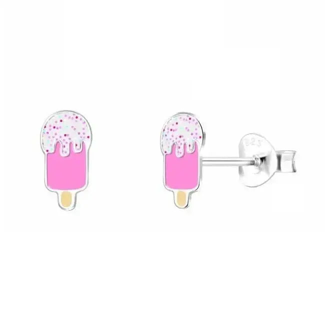Hopeakorvakorut jäätelöpuikko pinkki - hopeakorvakorut