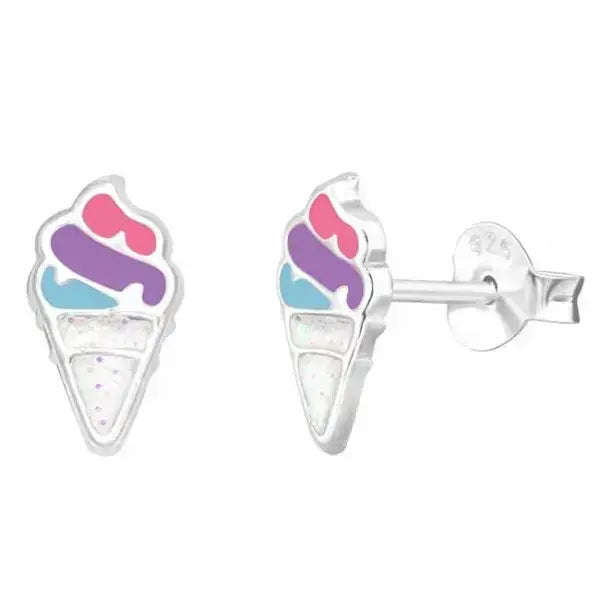 Hopeakorvakorut jäätelöt glitter - hopeakorvakorut