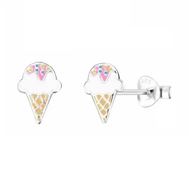 Hopeakorvakorut jäätelötuutti strösselillä - hopeakorvakorut