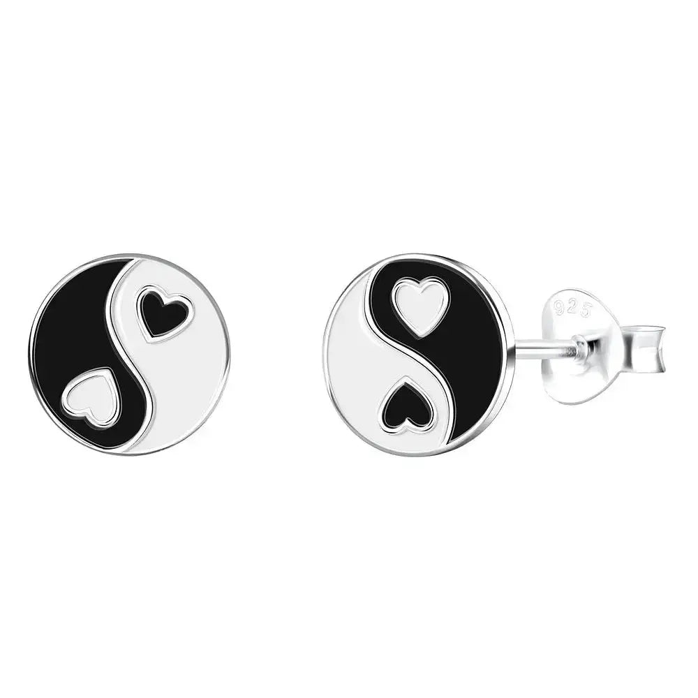 Hopeakorvakorut jin ja jang sydämet - hopeakorvakorut