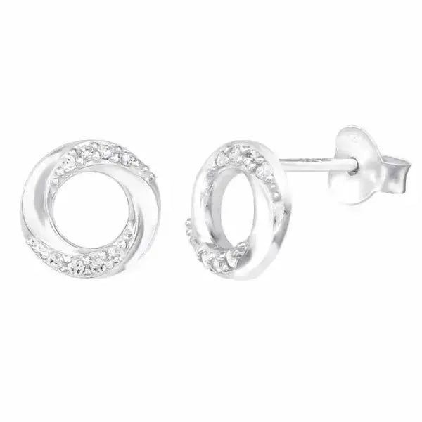 Hopeakorvakorut kehä kirkkaat zirkonit - hopeakorvakorut