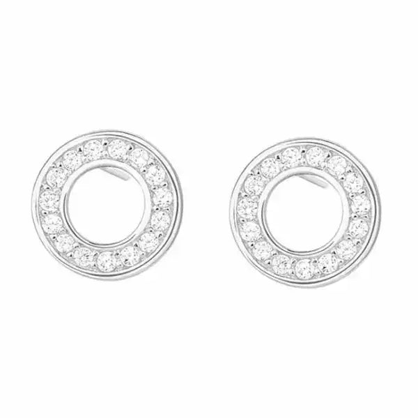 Hopeakorvakorut kehä kirkkailla zirkoneilla - hopeakorvakorut
