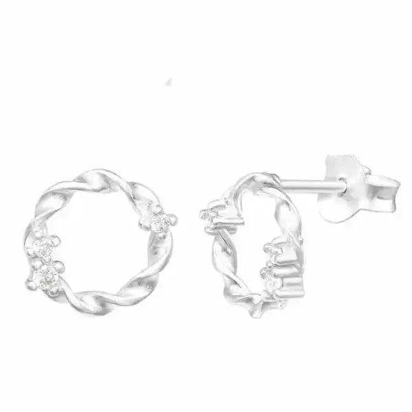 Hopeakorvakorut kierre ympyrä zirkonit - hopeakorvakorut