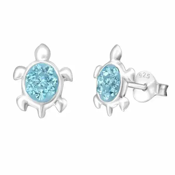 Hopeakorvakorut kilpikonna siniset zirkoniat - hopeakorvakorut