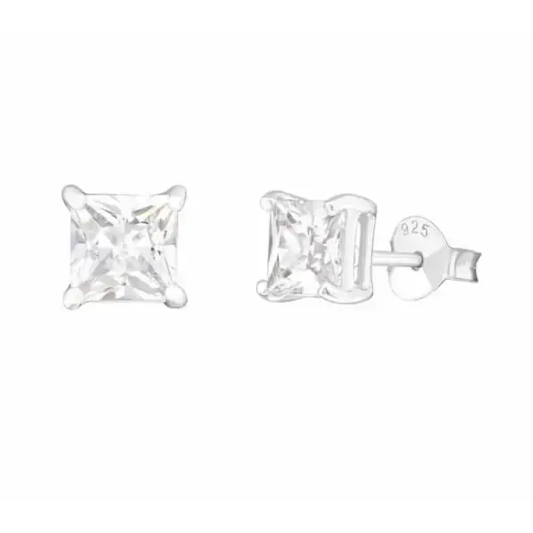 Hopeakorvakorut kirkas zirkoni neliö - hopeakorvakorut