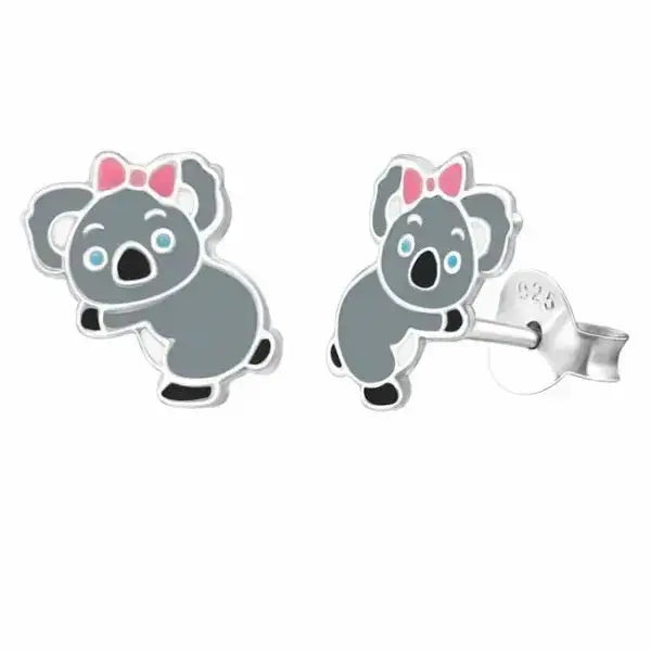 Hopeakorvakorut koala pinkki rusetti - hopeakorvakorut