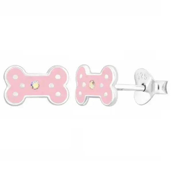 Hopeakorvakorut koiran luu pinkki - hopeakorvakorut