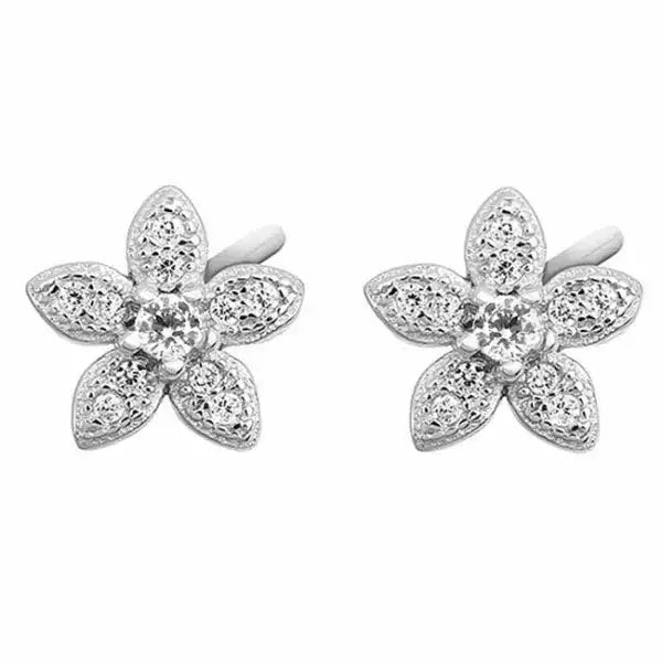 Hopeakorvakorut kukka kirkkaat zirkonit - hopeakorvakorut