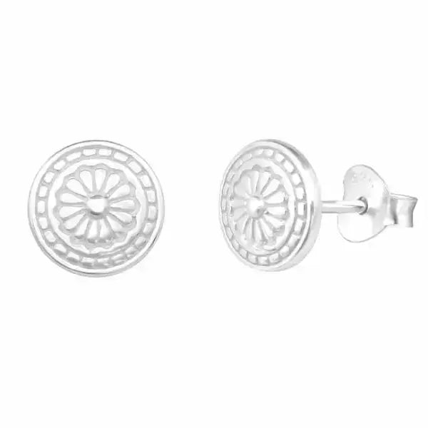 Hopeakorvakorut kukka koristeilla - hopeakorvakorut