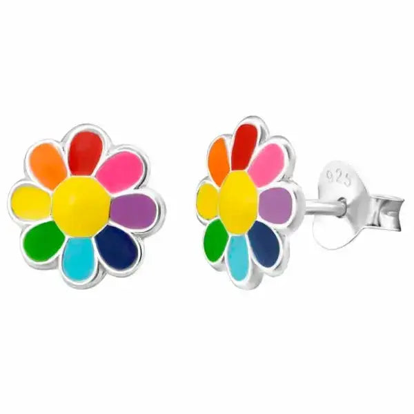 Hopeakorvakorut kukka monivärinen - hopeakorvakorut