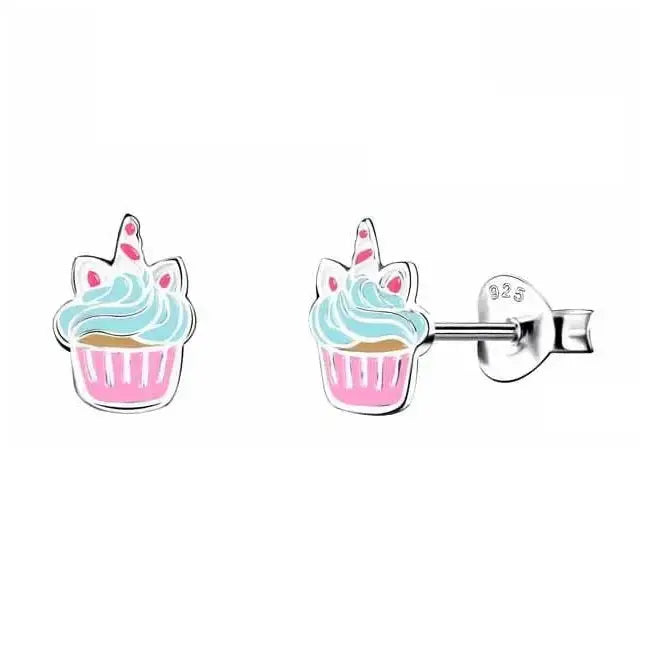 Hopeakorvakorut kuppikakku unicorn - hopeakorvakorut