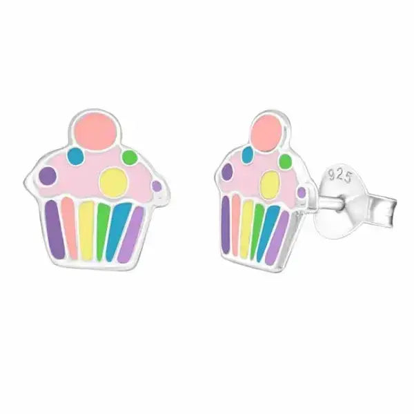 Hopeakorvakorut kuppikakku värikäs - hopeakorvakorut