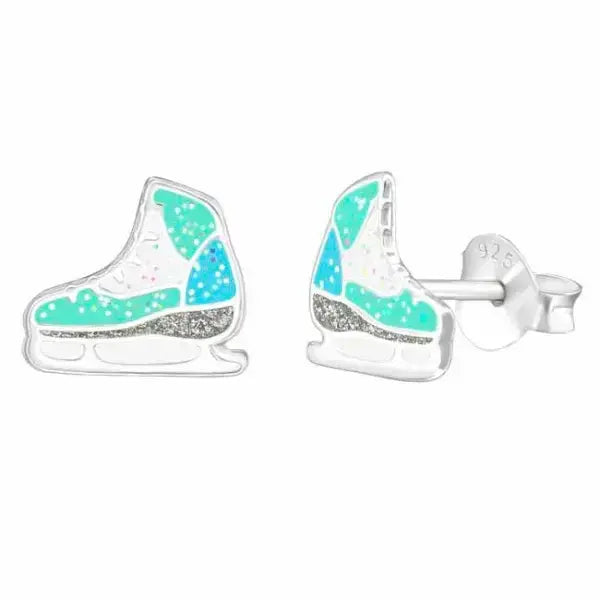 Hopeakorvakorut luistin turkoosi glitter - hopeakorvakorut
