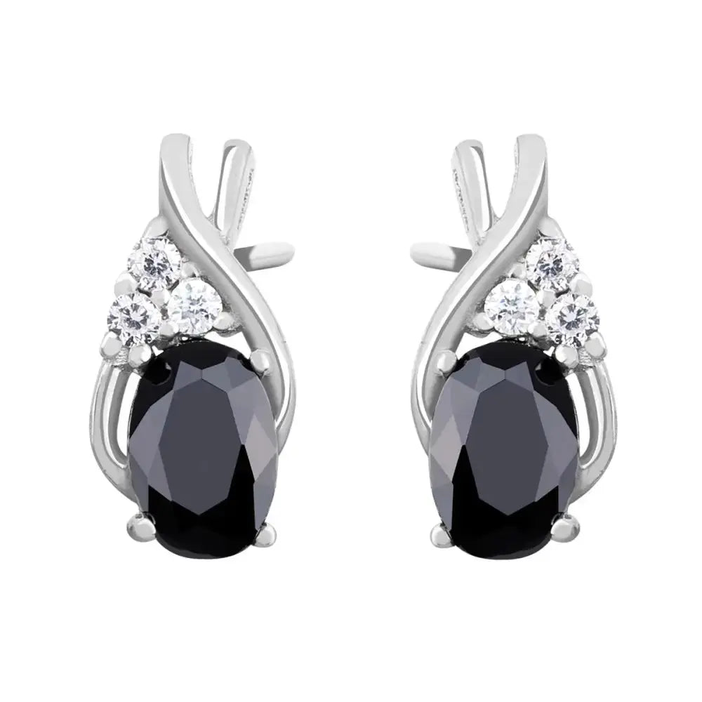 Hopeakorvakorut musta zirkonia - hopeakorvakorut