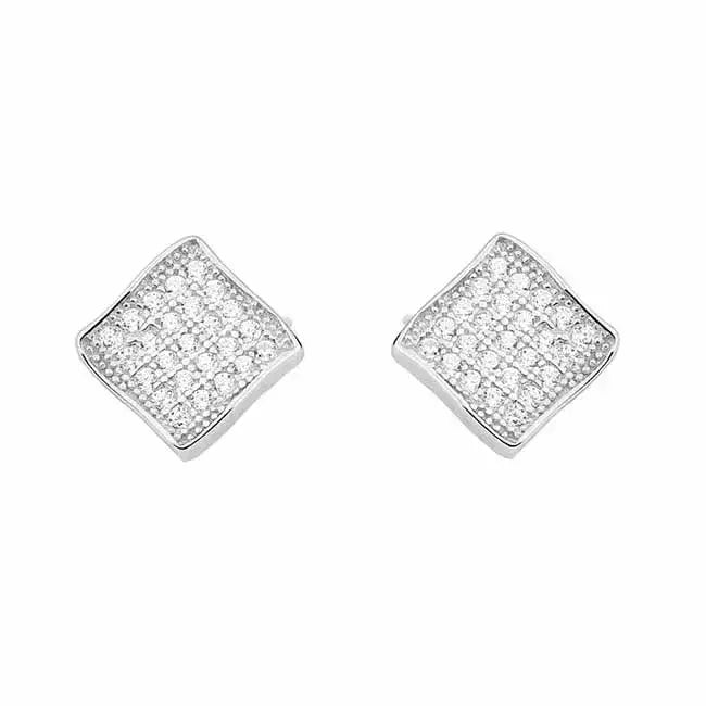 Hopeakorvakorut neliö zirkonit - hopeakorvakorut