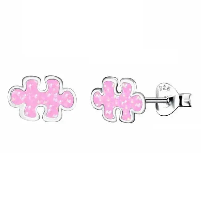 Hopeakorvakorut palapelin pala pinkki - hopeakorvakorut