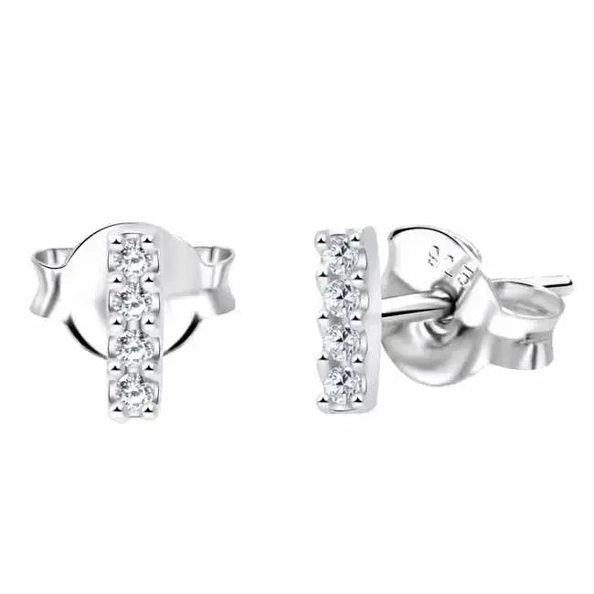 Hopeakorvakorut palkki zirkoneilla - hopeakorvakorut