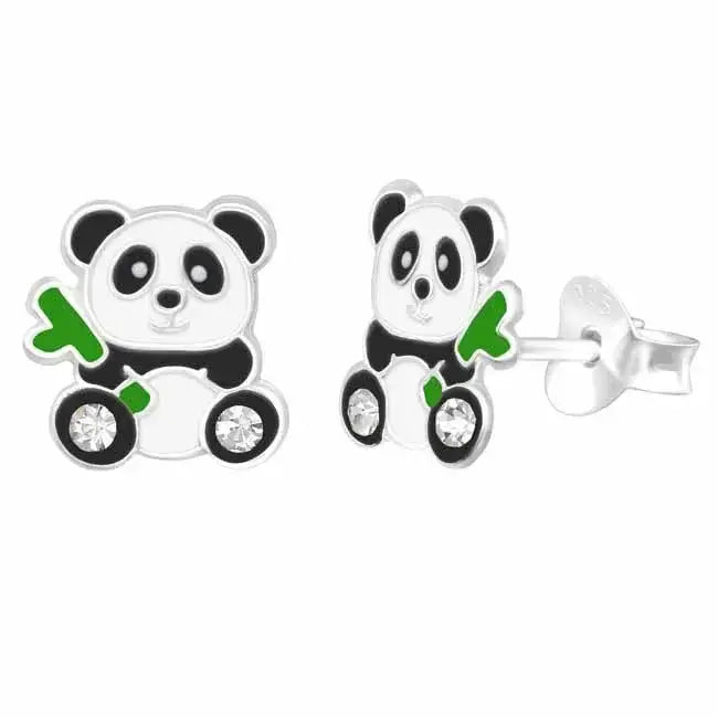 Hopeakorvakorut panda ja bambu - hopeakorvakorut