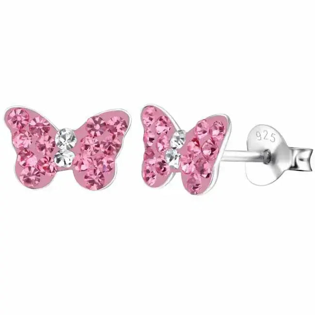 Hopeakorvakorut perhonen pinkit zirkonit - hopeakorvakorut