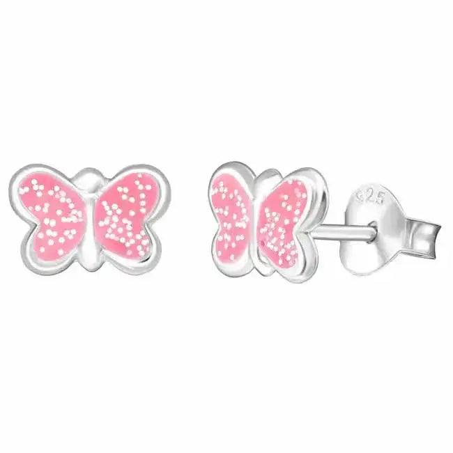 Hopeakorvakorut perhonen pinkki - hopeakorvakorut