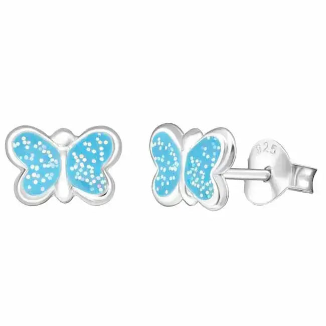 Hopeakorvakorut perhonen vaaleansininen - hopeakorvakorut