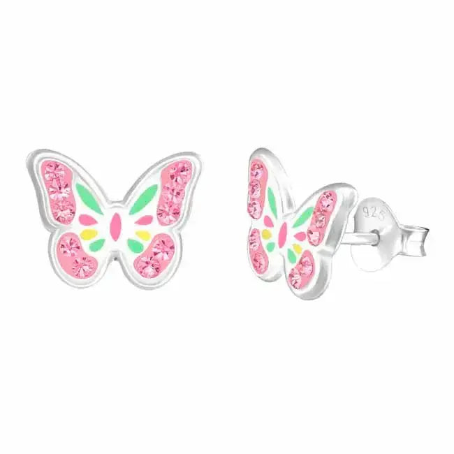 Hopeakorvakorut perhonen värikäs - hopeakorvakorut