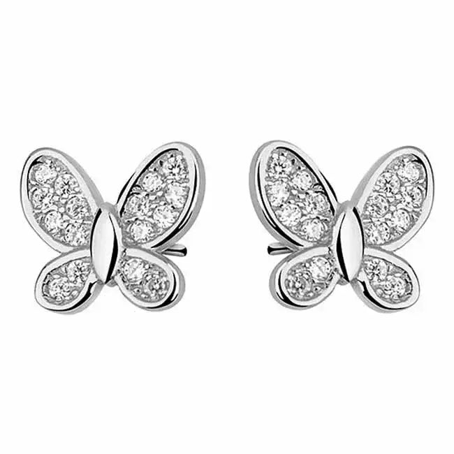 Hopeakorvakorut perhonen zirkoneilla - hopeakorvakorut