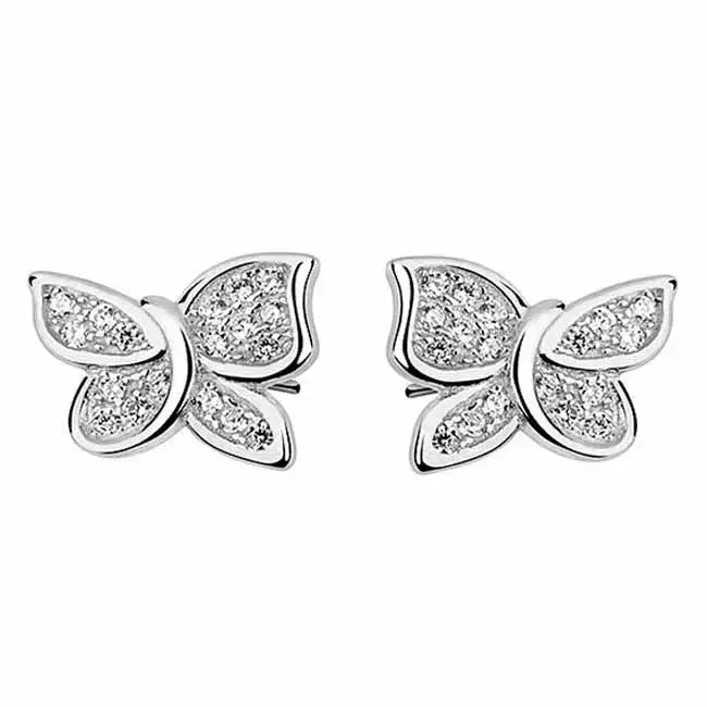 Hopeakorvakorut perhoset zirkoneilla - hopeakorvakorut