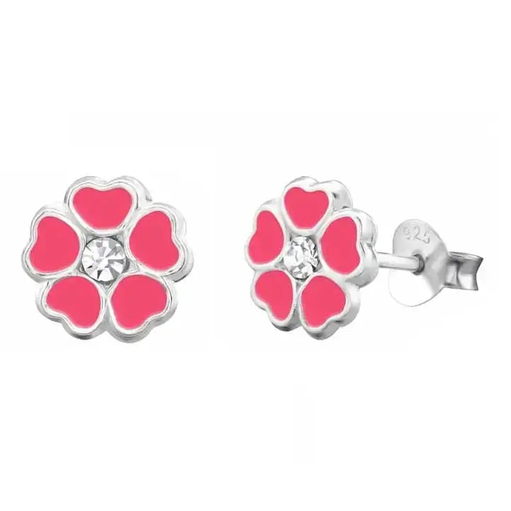 Hopeakorvakorut pinkki kukka - hopeakorvakorut