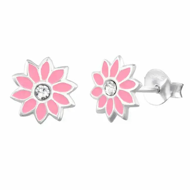 Hopeakorvakorut pinkki kukka zirkonia - hopeakorvakorut