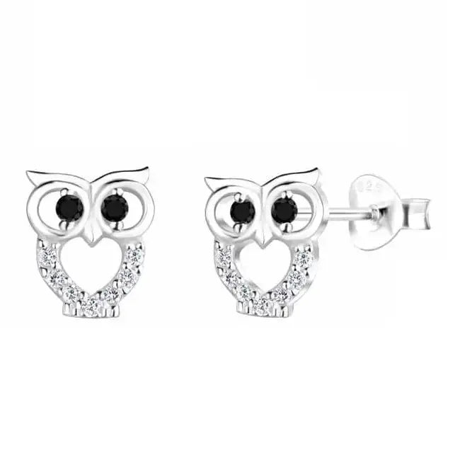 Hopeakorvakorut pöllöt zirkoneilla - hopeakorvakorut