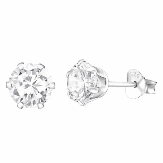 Hopeakorvakorut pyöreä zirkoni 6 mm - hopeakorvakorut