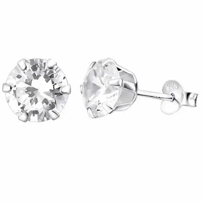 Hopeakorvakorut pyöreä zirkoni 7 mm - hopeakorvakorut