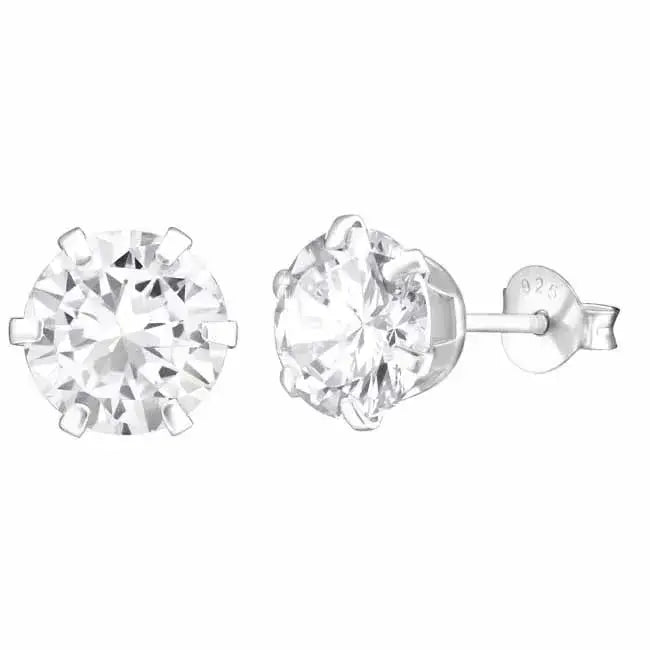 Hopeakorvakorut pyöreä zirkoni 8 mm - hopeakorvakorut