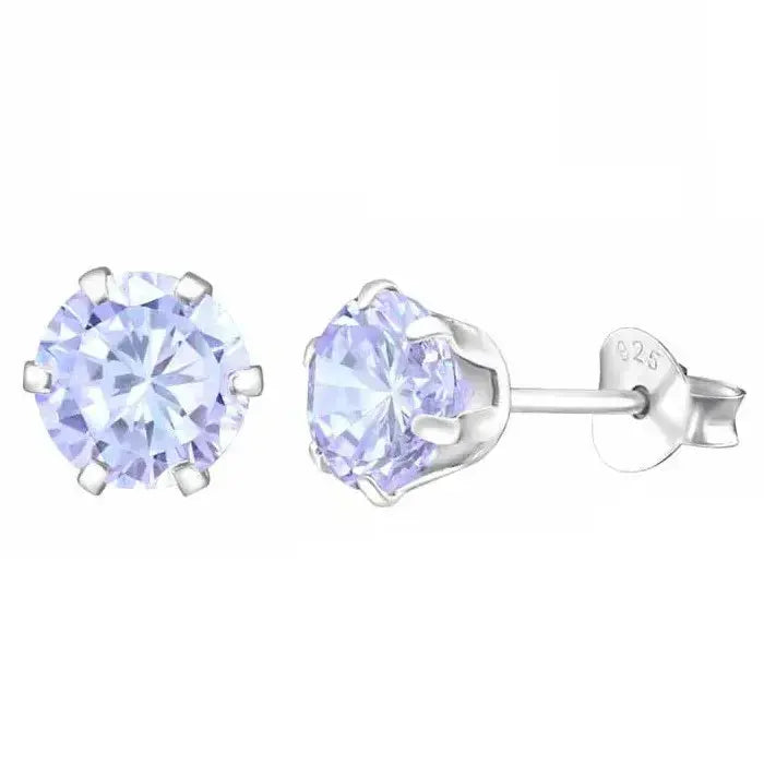 Hopeakorvakorut pyöreä zirkonia 6 mm - hopeakorvakorut